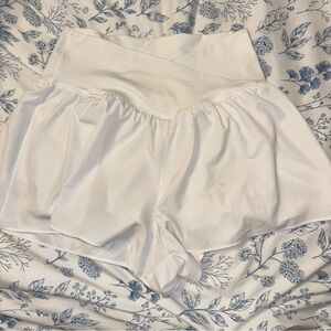 White flowy aerie crossover shorts